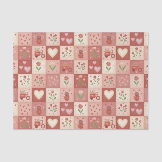 Hand Getekend Zoet Patchwork Patroon - Tissuepapie Tissuepapier (Voorkant)