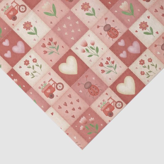 Hand Getekend Zoet Patchwork Patroon - Tissuepapie Tissuepapier (Detail)