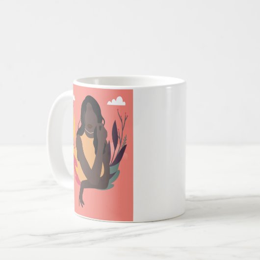 Hand Getekend Zwart Bewustzijnsdag Concept Pret 1/ Koffiemok (Voorkant links)