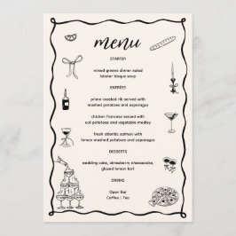 Hand getekend zwart dat is Amore Vrijgezellenfeest Menu