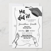 Hand getekend zwart deed hij het Afstuderen Kaart (Voorkant)