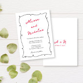 Hand getekend zwart & rode grens Monogrammed bruil Kaart