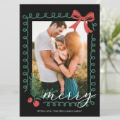 Hand getekend zwart rood groen vrolijk kerstfeest feestdagenkaart