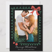 Hand getekend zwart rood groen vrolijk kerstfeest feestdagenkaart