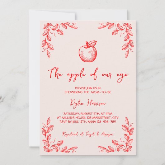 Hand getekende appel van onze Eye Herfst Baby show Kaart (Voorkant)