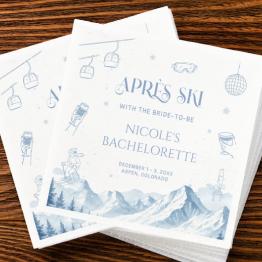 Hand Getekende Apres Aki Winter Bachelorette Feest Servet