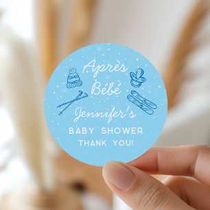 Hand Getekende Apres Bebe Apres Ski Jongen Baby Sh Ronde Sticker