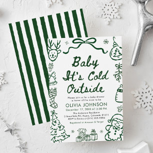 Hand Getekende Baby Het Is Koud Buiten Baby Shower Kaart