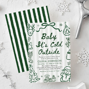 Hand Getekende Baby Het Is Koud Buiten Baby Shower Kaart