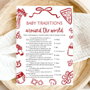 Hand Getekende Babytradities Rond de Wereld Spel Kaart