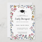 Hand getekende bloemen Afstuderen foto op de rug Kaart (Voorkant)