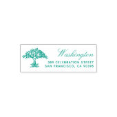 Hand-getekende boom familienaam script retouradres  zelfinktende stempel (Design)