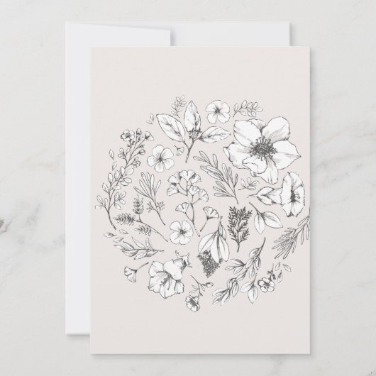 HAND-GETEKENDE BOTANISCHE Stijlvolle Moderne Blush Kaart (Achterkant)