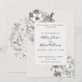 HAND-GETEKENDE BOTANISCHE Stijlvolle Moderne Blush Kaart (Voorkant / Achterkant)