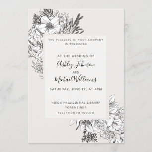 HAND-GETEKENDE BOTANISCHE Stijlvolle Moderne Blush Kaart