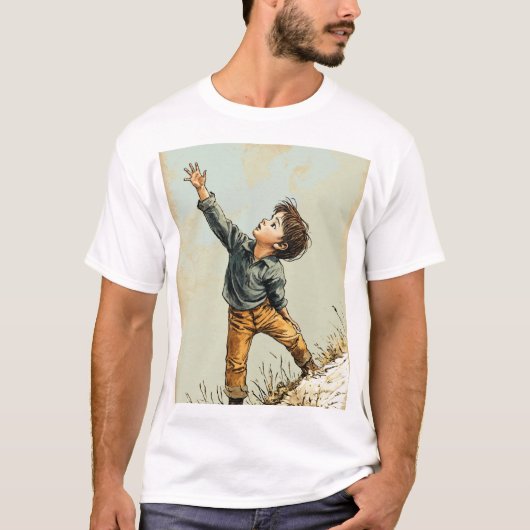 "Hand-getekende Boy Illustration T-Shirt – Unieke  (Voorkant)
