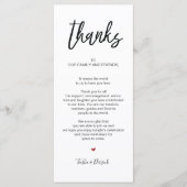 Hand getekende bruiloft Bedankt Plaats Instelling Programmakaart (Voorkant)