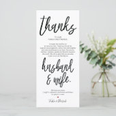 Hand getekende bruiloft Bedankt Plaats Instelling  Programmakaart (Staand voorkant)