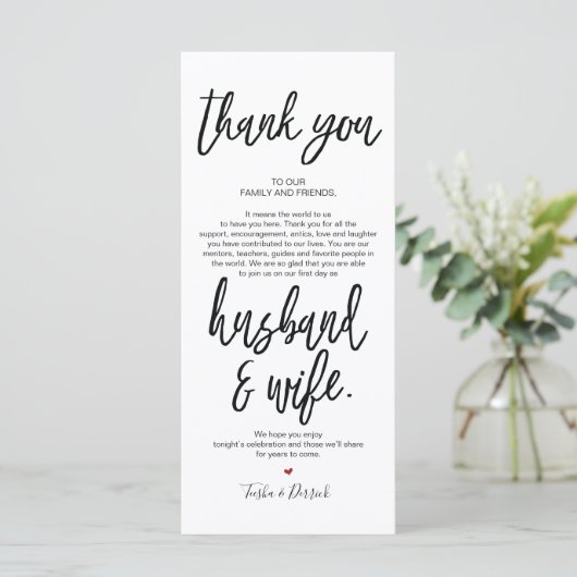 Hand getekende bruiloft Hartelijk dank dat u een i Programmakaart (Staand voorkant)