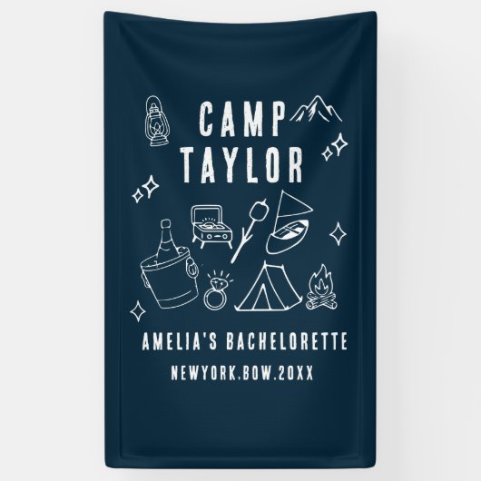 Hand getekende Camp Bachelorette op maat  Spandoek (Verticaal)