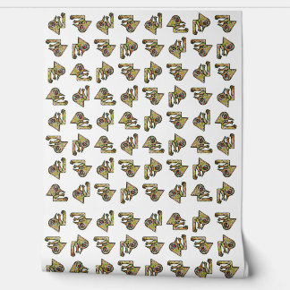 Hand getekende cartoon monster doet sit-ups naadlo behang