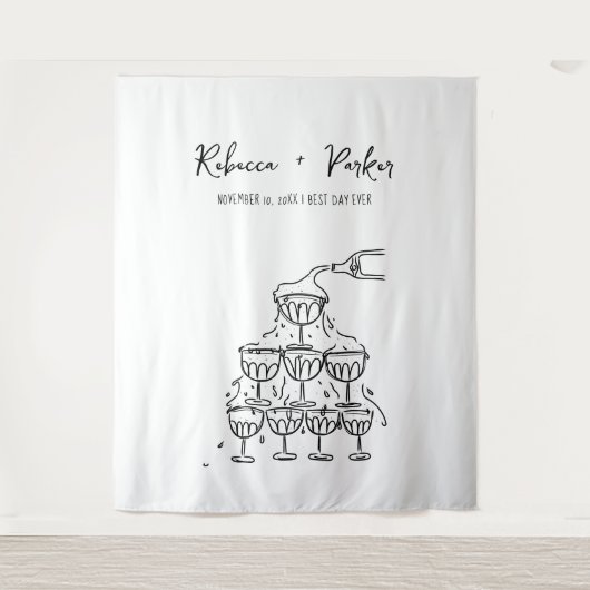 Hand getekende champagne toren Achtergrond Foto bo Wandkleed (Voorkant)