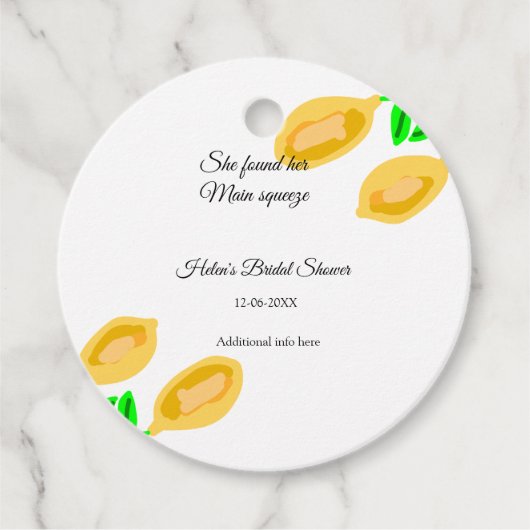 hand getekende citroenbladeren voeg QR bruidsdouch Bedankjes Labels (Voorkant)