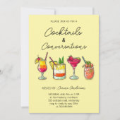 Hand getekende cocktails en gespreksfeest kaart (Voorkant)