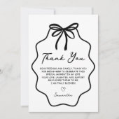 Hand Getekende Coquette Strik Bruiloft Feest Bedankkaart (Voorkant)
