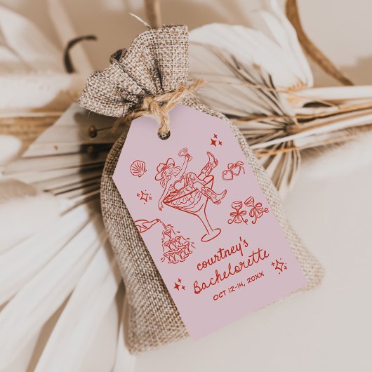 Hand Getekende Cowgirl Bachelorette Weekend Cadeaulabel