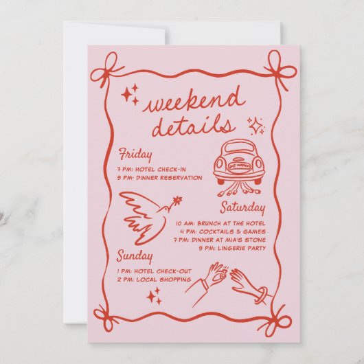 Hand Getekende Cowgirl Bachelorette Weekend Kaart (Achterkant)