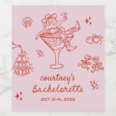 Hand Getekende Cowgirl Bachelorette Weekend Wijn Etiket (Enkel label)
