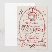 Hand Getekende Disco Bal Verjaardag Kaart (Voorkant / Achterkant)