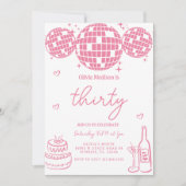 Hand getekende discobal 30e verjaardagsfeest kaart (Voorkant)