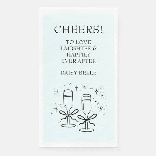 Hand Getekende Doodle Bruiloft Feest Groen Servet (Voorkant)