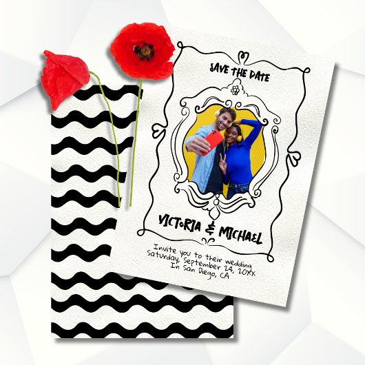 Hand getekende doodle Foto Sla de datum op Kaart