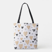 Hand- getekende doodle harten tote bag (Achterkant)