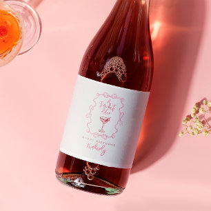 Hand Getekende Een Beetje Oudere Roze Martini Verj Sparkling Wijnetiket