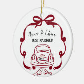 Hand Getekende Eerste Kerst Mis Keramisch Ornament (Links)