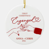Hand Getekende Eerste Kerst Verloving Keramisch Ornament (Voorkant)