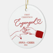 Hand Getekende Eerste Kerst Verloving Keramisch Ornament (Links)
