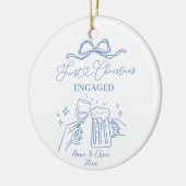 Hand Getekende Eerste Kerst Verloving Keramisch Ornament (Links)
