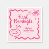Hand Getekende Eindstand Flamingle Bachelorette Servet (Voorkant)