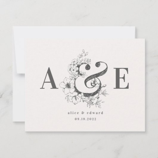 Hand-getekende elegant bruiloft uitnodiging (Voorkant)