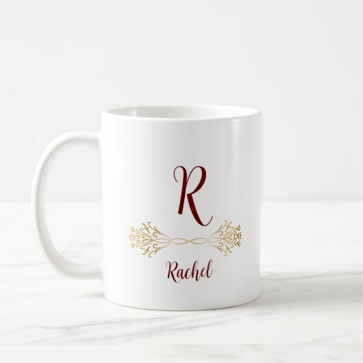 Hand getekende elegante Monogram Naam Golden Holid Koffiemok (Links)