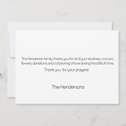 Hand-getekende Floral Spray Funeral Dank u Bedankkaart (Achterkant)