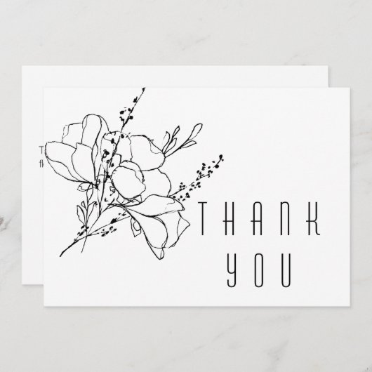 Hand-getekende Floral Spray Funeral Dank u Bedankkaart (Voorkant / Achterkant)