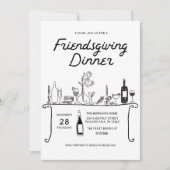 Hand Getekende Friendsgiving-diner Kaart (Voorkant)