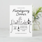 Hand Getekende Friendsgiving-diner Kaart (Staand voorkant)