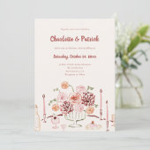 Hand getekende Funky Whimsical Wedding Kaart (Staand voorkant)